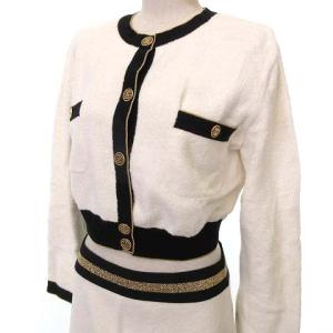 CHANEL アンサンブル セットアップ ジャケット スカート ココマーク ロゴボタン コットン 38  白 