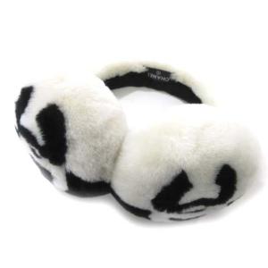 21AW イヤーマフ シアリング ラムスキン ココマーク 耳当て 白 黒