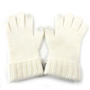 FENDI 22SS 手袋 グローブ 五本指 ニット スマホ タッチパネル対応 国内正規 ロゴ 刺繍 ワンポイント ウール100％ アイボリー