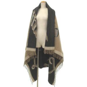 R99305 16年製 ショール 大判 ブランケット カシミヤ混 茶