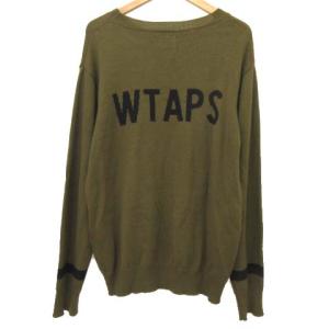 WTAPS 18AW セーター Crew Sweater WOA 182MADT-KNM01 ロゴ 03 カーキ