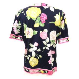 LEONARD FASHION フラワープリントカットソー M ネイビー