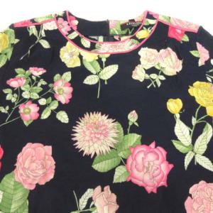 LEONARD FASHION フラワープリントカットソー M ネイビー