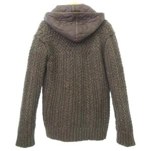 DOLCE&GABBANA ケーブルニット ジャケット パーカー 2way 中綿 ライナー キルティング ダークブラウン