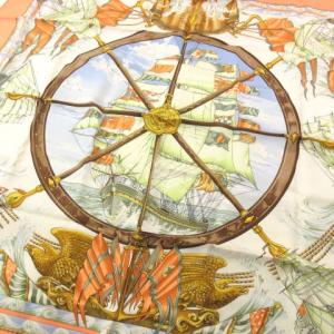 カレ90 Vive le vent 風よ吹け スカーフ シルク フランス製 オレンジ