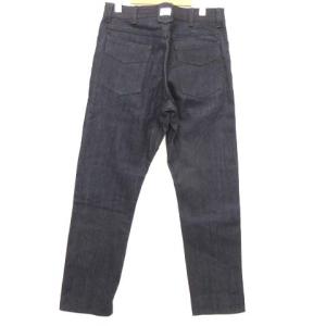 SASSAFRAS ノンウォッシュ リジッド デニム パンツ ボタンフライ ロゴボタン 片耳セルビッチ S ネイビー