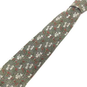 ネクタイ ビジネス スーツ フォーマル シルク 総柄 アニマル コアラ ロゴ グリーン フランス製 IBO23