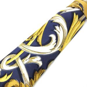 スカーフ柄 ネクタイ レギュラータイ ビジネス スーツ フォーマル シルク 紺 ネイビー 黄 イエロー フランス製 IBO23