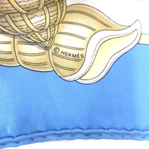 HERMES カレ 90 L'AIR MARIN 海風 帆船 スカーフ 大判 水色