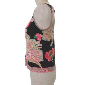 LEONARD FASHION 花柄 ノースリーブ カットソー タンクトップ ペイズリー M ブラック
