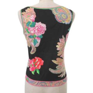 LEONARD FASHION 花柄 ノースリーブ カットソー タンクトップ ペイズリー M ブラック