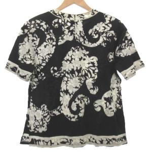 LEONARD Fashion 花柄 カットソー 半袖 フラワープリント トップス LL ブラック