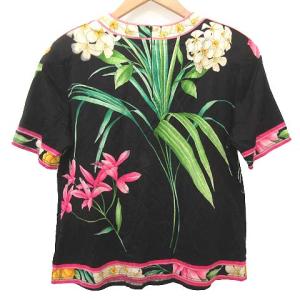 LEONARD Fashion 花柄 カットソー 半袖 LL 黒