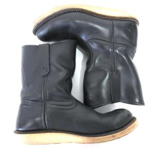 RED WING 8169 ペコスブーツ エンジニアブーツ 刺繍羽タグ 牛革 プレーントゥ アメカジ US7 ブラック