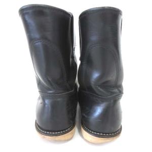 RED WING 8169 ペコスブーツ エンジニアブーツ 刺繍羽タグ 牛革 プレーントゥ アメカジ US7 ブラック