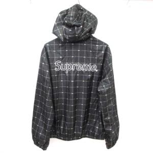 Supreme xLacoste Reflective Anorak マウンテンパーカー ロゴ刺繍チェック M 黒