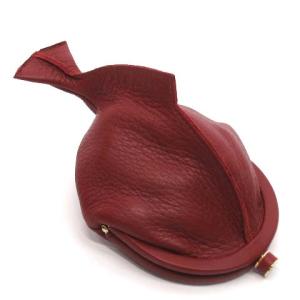 コインケース 魚 モチーフ がま口 レザー レッド