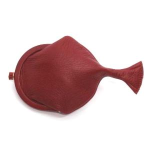 BOTTEGA VENETA コインケース 魚 モチーフ がま口 レザー レッド