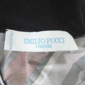 Emilio Pucci 長袖 チュニック サイドリボン 幾何学柄 S グレー レーヨン ストレッチ 国内正規 イタリア製 IBO23 A052706