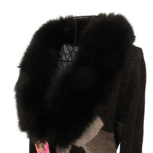 LEONARD FASHION カーディガン フォックスファー モヘヤ シルク L ブラウン