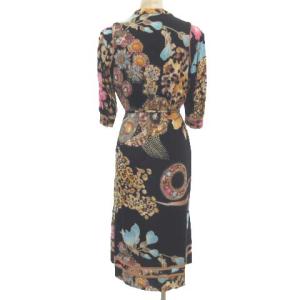 LEONARD フリルワンピース レオパード 花柄 宝石柄 L 黒