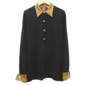 マルジェラ期 シルクカーディガン スカーフ柄 L 黒