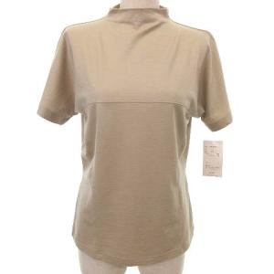カットソー 半袖 シャツ トップス ハイネック 無地 ウール L ベージュ