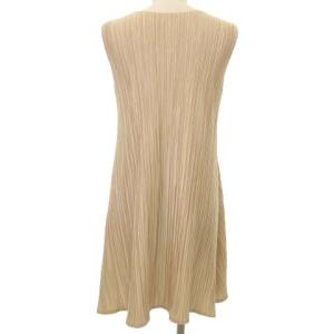 PLEATS PLEASE ISSEY MIYAKE イッセイミヤケ ワンピース ノースリーブ 3 ベージュ