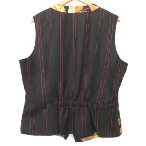 HERMES マルジェラ期 Tourbillon ベスト シルク スカーフ柄 フランス製 44 黒
