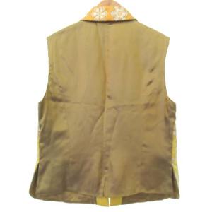 HERMES マルジェラ期 総柄 シルク ベスト ジップアップ 中綿 スノーフレーク柄 雪の結晶 フランス製 国内正規 42 ? イエロー