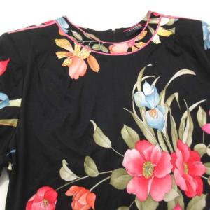 LEONARD FASHION 花柄 カットソー 半袖 LL 黒