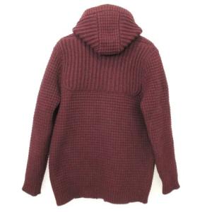Bark ダッフルコート ニット フード付き 2way ウール ナイロン混 ワインレッド