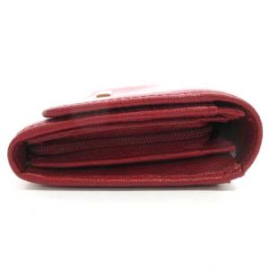 FURLA かぶせ蓋 フラップ式 長財布 ロゴプレート レザー レッド