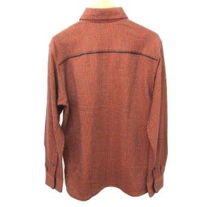 HERMES レザーパイピングシャツ カシミヤ混 M 茶