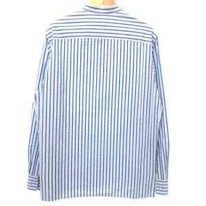 HERMES シャツ 長袖 バンドカラー ストライプ オーバーサイズ 40 フランス製 国内正規 ブルー