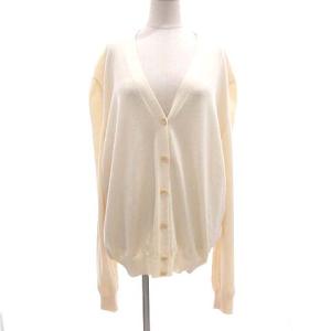 タグ付き ニット カーディガン Vネック L オフホワイト 無地 ストレッチ