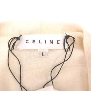 CELINE タグ付き ニット カーディガン Vネック L オフホワイト 無地 ストレッチ
