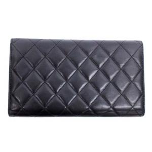 CHANEL カンボンライン 長財布 マトラッセ ココマーク ラムレザー 黒 A061002
