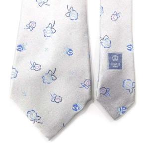 CHANEL ネクタイ ワイド ストレート ココマーク ロゴ 花柄 イタリア製 スーツ シルク100％ グレー