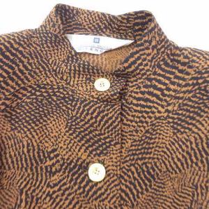 GIVENCHY 長袖 シャツ ブラウス トップス 金ボタン ロゴ 肩パッド 総柄 ブラウン