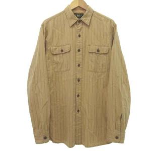 RRL ワークシャツ ストライプ 長袖 M ベージュ