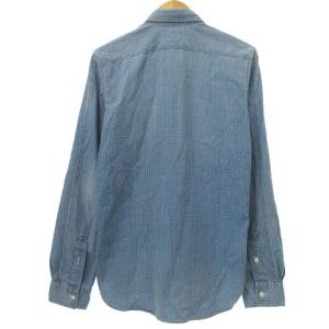RRL チェック シャツ 長袖 デニム調 ワークシャツ ボタンダウン カジュアル XS ブルー