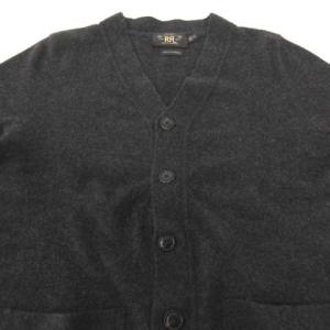 RRL カシミヤ100% ニット カーディガン Vネック ウッドボタン XS 無地 ブラック