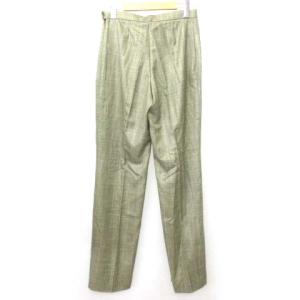 AGNONA スラックス テーラード チェック サイドファスナー フォーマル 42 グリーン イタリア製