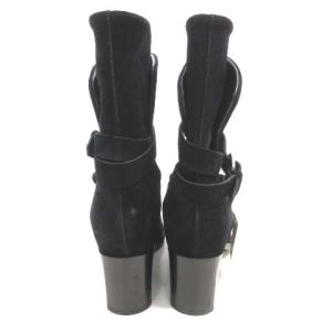 Ermanno Scervino ショート ブーツ スエード 牛革 ベルト ハトメ式 厚底 フォーマル 36.5 ブラック イタリア製