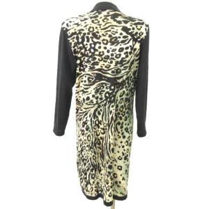 LEONARD FASHION ロングカーディガン レオパード柄 シルク混 M 黒