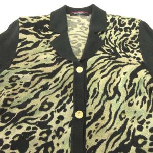 LEONARD FASHION ロングカーディガン レオパード柄 シルク混 M 黒