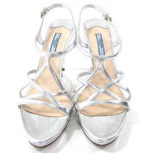 PRADA ハイヒール サンダル パンプス オープントゥ バックストラップ クロス編み 38 1