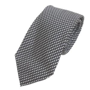 タグ付き ネクタイ レギュラータイ シルク ドット 水玉 刺繍 ブラック