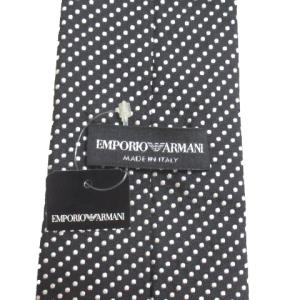 EMPORIO ARMANI タグ付き ネクタイ レギュラータイ シルク ドット 水玉 刺繍 ブラック